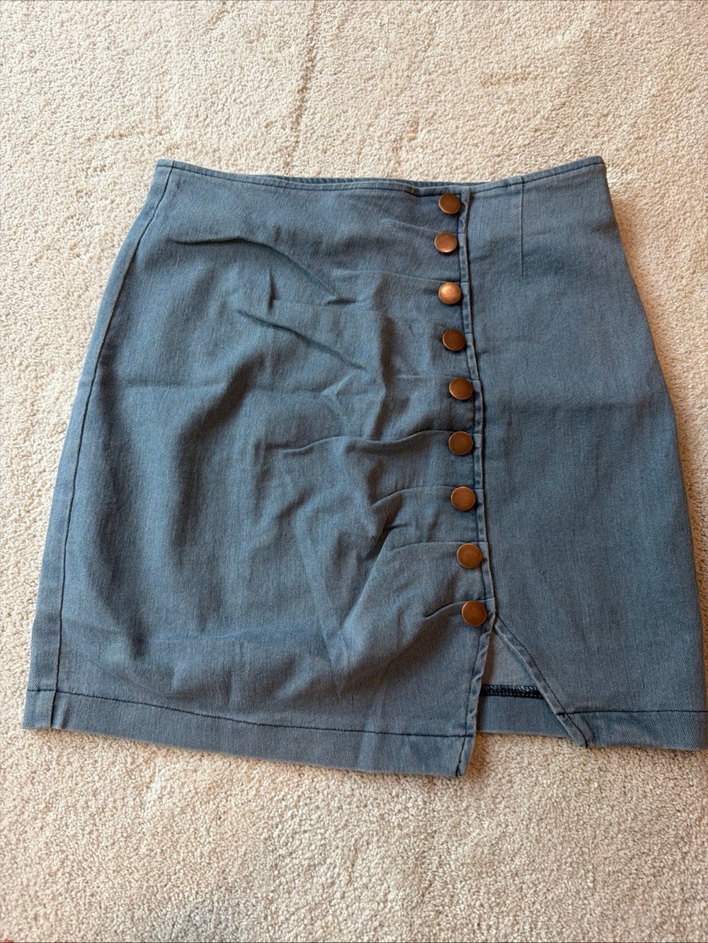 Pink Lily Slate Blue Button-Front Mini Skirt